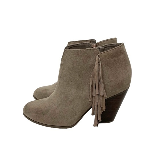 Carlos Santana Tempe Leather Western Stacked Heel Ankle Boots Fringe Detail - Picture 1 of 16